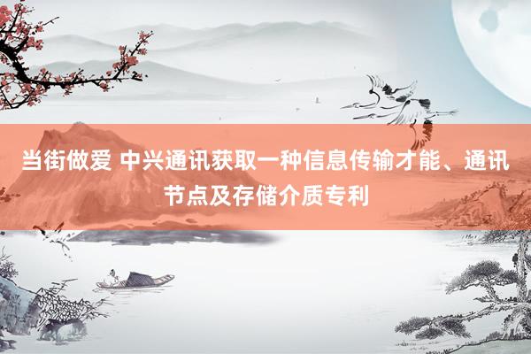 当街做爱 中兴通讯获取一种信息传输才能、通讯节点及存储介质专利