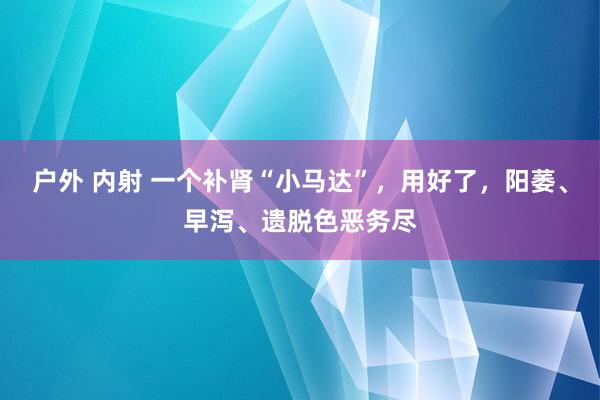 户外 内射 一个补肾“小马达”，用好了，阳萎、早泻、遗脱色恶务尽