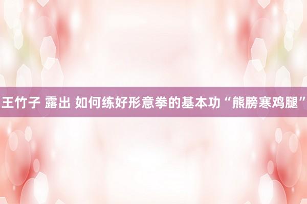 王竹子 露出 如何练好形意拳的基本功“熊膀寒鸡腿”